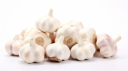 Pristine Garlic on a White Background