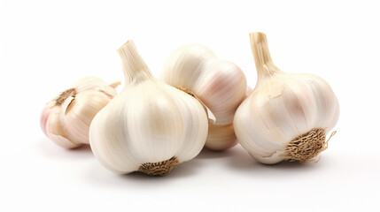 Pristine Garlic on a White Background