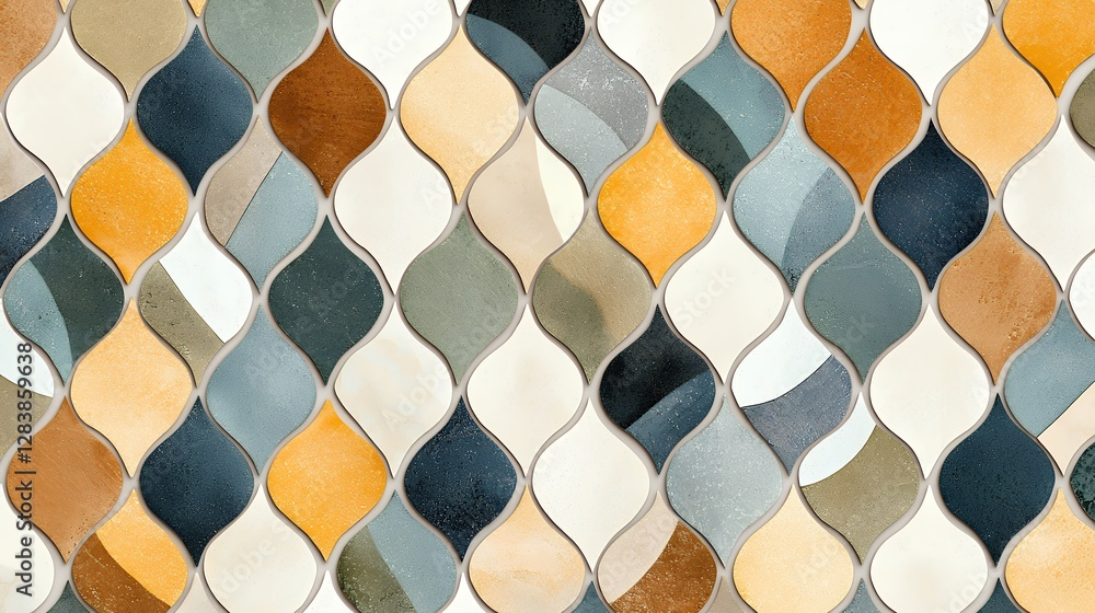 Poster intricate multicolored ceramic tile pattern with abstract geometric design