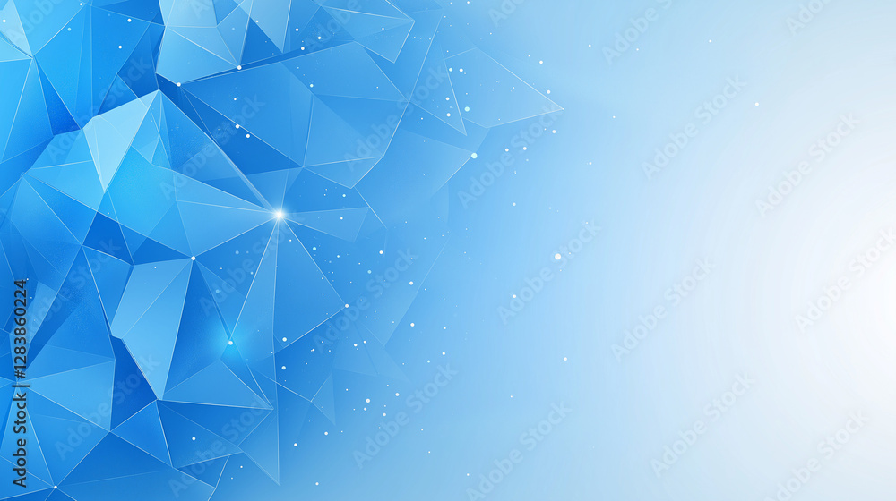 Poster geometric blue crystal design: an abstract composition of interconnected geometric shapes creating a