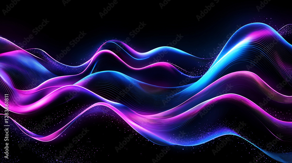 Aufkleber abstract waves: energetic and vibrant, abstract waves undulate with a mesmerizing flow of brilliant 