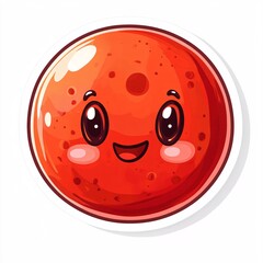 Obraz premium Adorable Mars Planet Stickers Featuring a Cute Cartoon Face with a Red Rocky Surface and Cheerful Expression