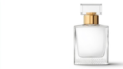 Elegant Glass Perfume Bottle with Gold Cap and Minimalist Design