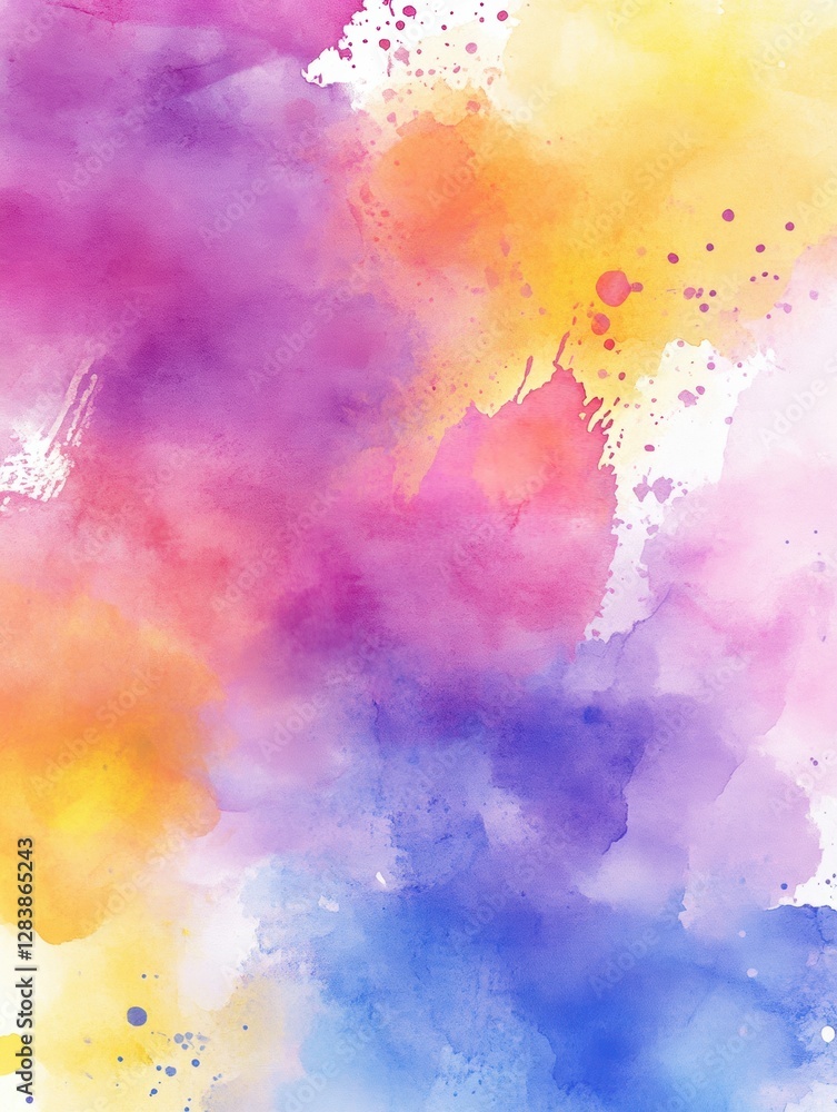 Poster colorful watercolor abstract with vibrant hues blending harmoniously and creating a soothing atmosph