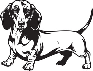  Black and White Dachshund Vector Illustration - Outline Dog Design
