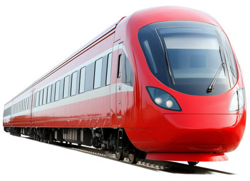 Modern high speed train isolated on transparent background.