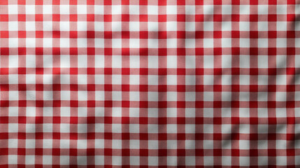 red checkered tablecloth isolated on transparent background, top view