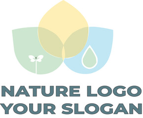 Abstract Nature Logo with Water Waves