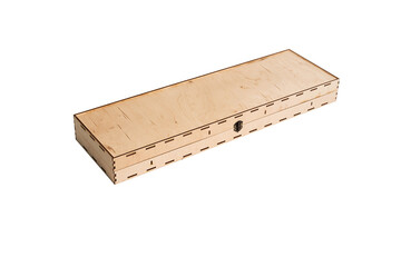 light brown wooden box on a white background
