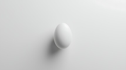 Minimalist White Egg on Smooth White Surface Casting Soft Shadow in Natural Light