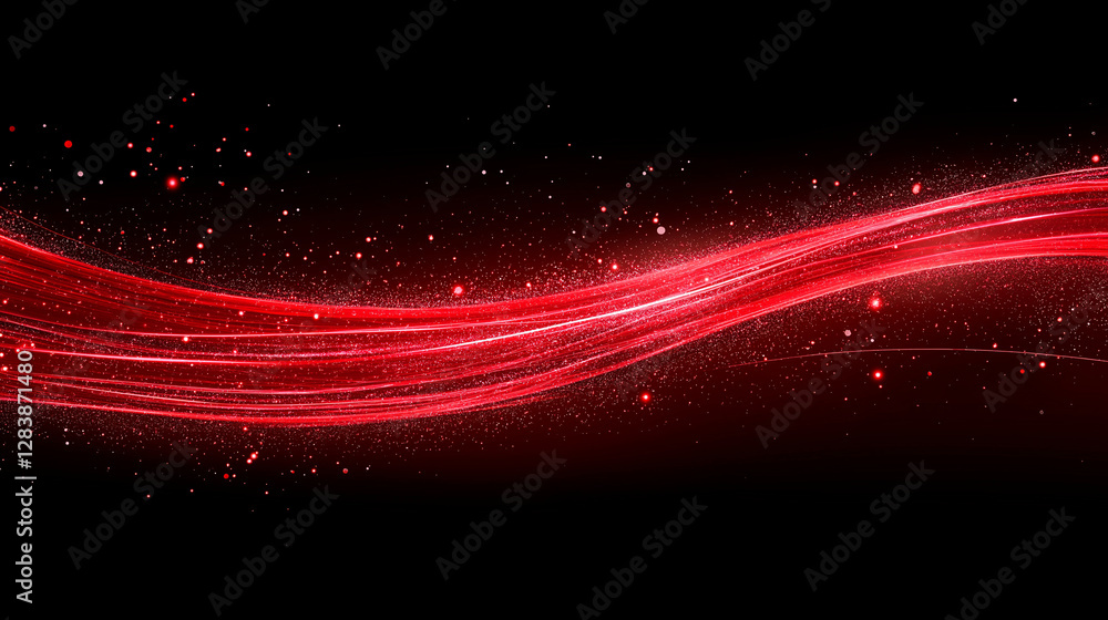 Poster crimson energy flow: a mesmerizing display of glowing red light streaks across a dark background, cr
