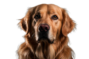 Fototapeta premium Portrait of a golden Retriever dog on a white background, isolate.