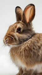Obraz premium Adorable Bunny Portrait: A captivating portrait of a fluffy brown bunny, its innocent gaze and soft fur conveying warmth and gentleness, inviting viewers into its world.