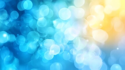 Abstract bokeh background depicting a gradient of blue and yellow colors
