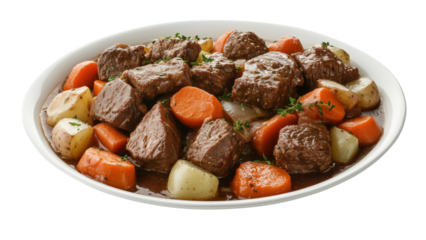 A serving of tender pot roast with carrots, potatoes, and onions