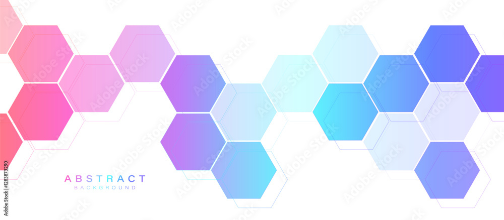 Poster Gradient Hexagonal Abstract Background in Pink and Blue