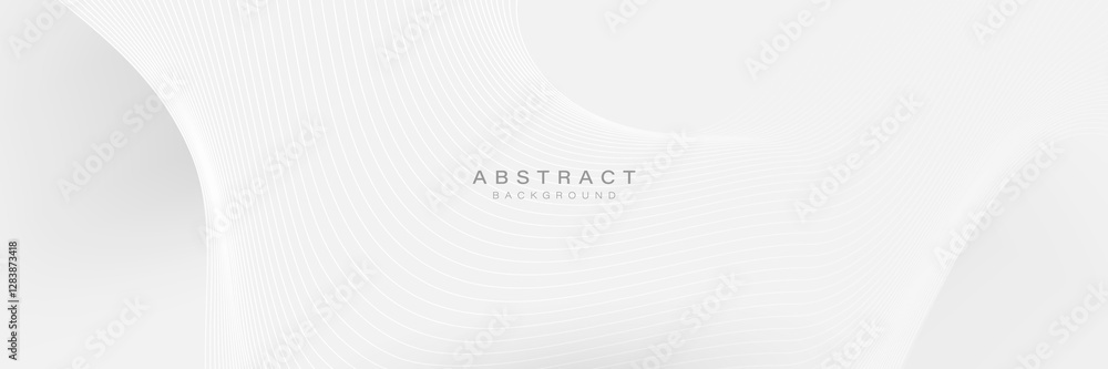 Poster Minimalist White Abstract Background with Curved Lines