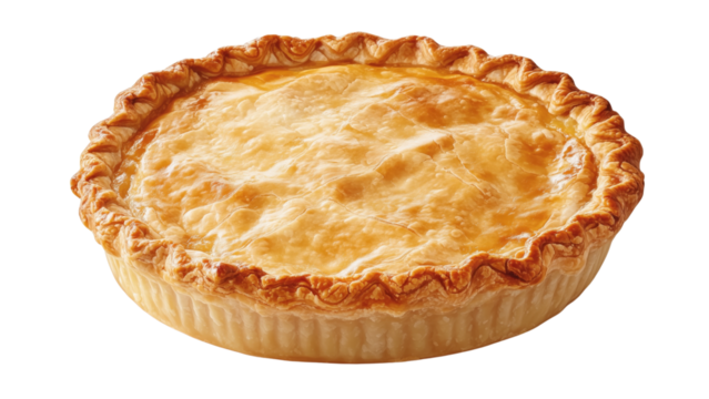 A serving of savory turkey pot pie with a flaky crust 