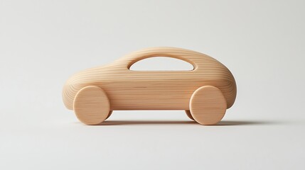 Minimalist Wooden Toy Car Model with Smooth Design and Soft Shape for Children&rsquo;s Play and Decoration