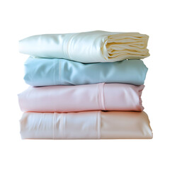 High Thread Count Cotton Bed Sheets Stack Isolated on Transparent Background
