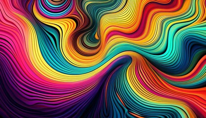 Obraz premium Abstract background with optical illusion generative pattern and vibrant fluid psychedelic colors. Generated image