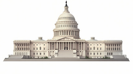Fototapeta premium Historic united states capitol building in washington d.c. isolated on transparent background. Nightmarish Shapeshifting Figure. Illustration