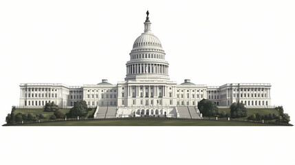Historic united states capitol building in washington d.c. isolated on transparent background. Nightmarish Shapeshifting Figure. Illustration