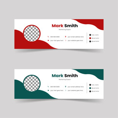 Corporate email signature template with two different color in horizontal design.