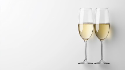Elegant Glasses of Champagne on a Minimalist Background