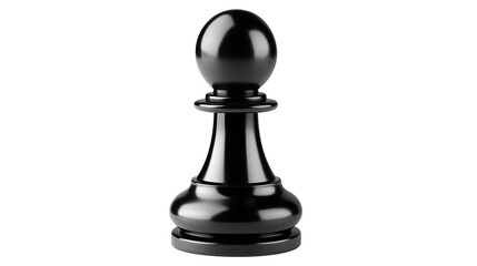 Black chess pawn piece standing alone on a white background symbolizing strategy and competition in games