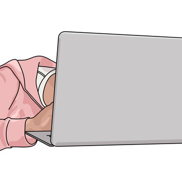 Sleepy Tired Woman Typing on a Laptop