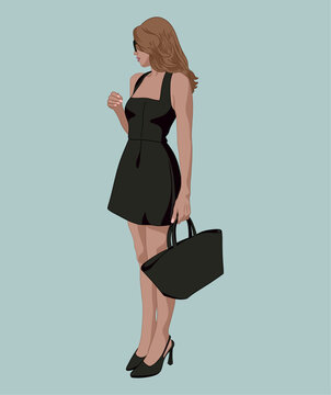  Businesswoman in a Black Dress Holding a Briefcase