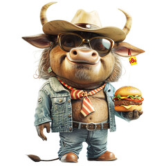 cartoon cowboy with a Hamberger