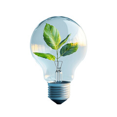 Light bulb with plant inside , Green energy concept