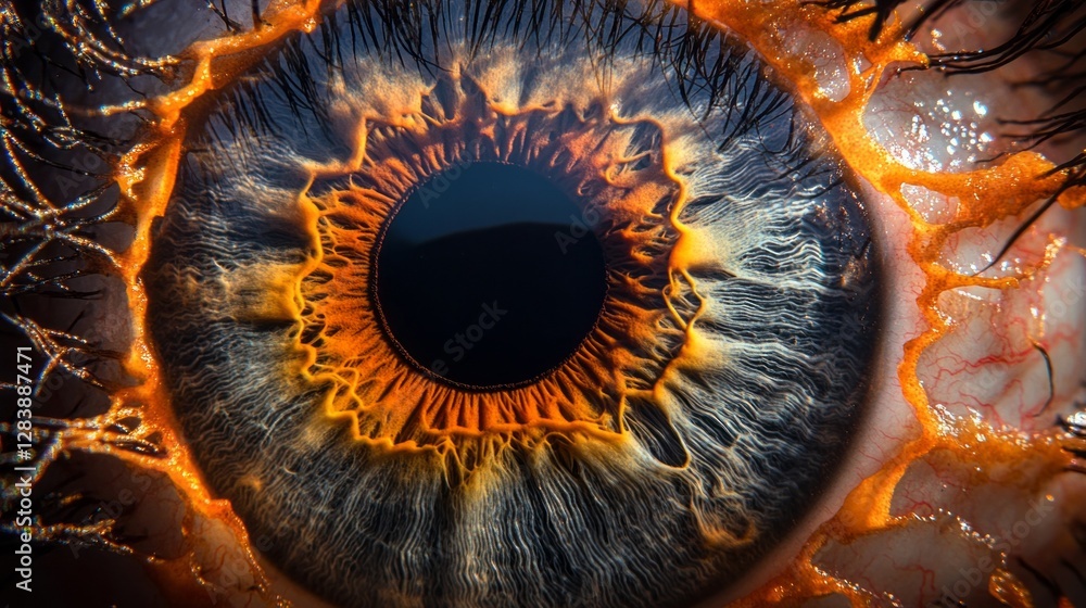Poster an extreme close-up reveals the stunning details of a human eye, showcasing vibrant colors and mesme