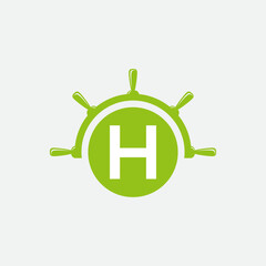 Letter H Ship Wheel Logo Concept