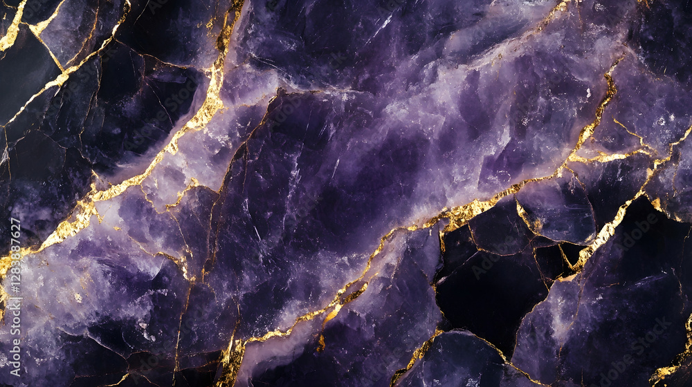 Leinwandbilder enchanting abstract background of natural amethyst crystal structure with mesmerizing golden veins a