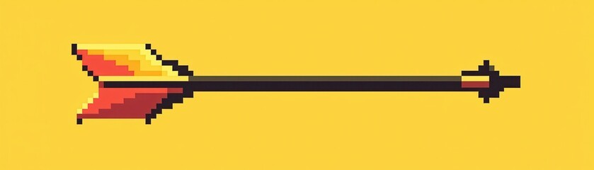 Fototapeta premium Pixel Art Arrow Red and Gold Game Asset 8 bit Style Retro Design Element
