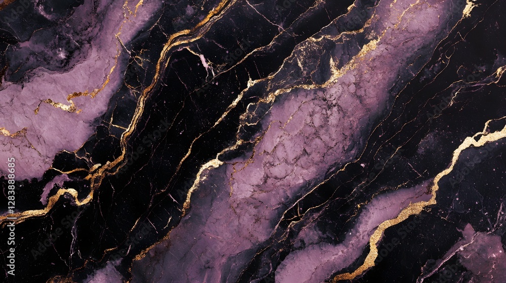 Aufkleber enchanting purple marble texture with shimmering golden veins mesmerizing abstract fractal pattern i