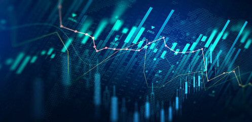 Digital financial chart indicators,stock market business and exchange financial growth graph.Stock market investment trading graph growth.Investment finance chart,stock market business and exchange.