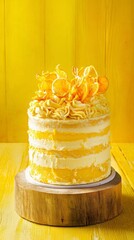 Stunning Yellow Lemon Cake with Dried Citrus Garnish
