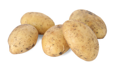 Fresh raw potatoes isolated on white. Vegetable root