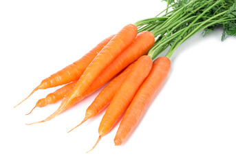 Fresh carrots isolated on white. Root vegetable