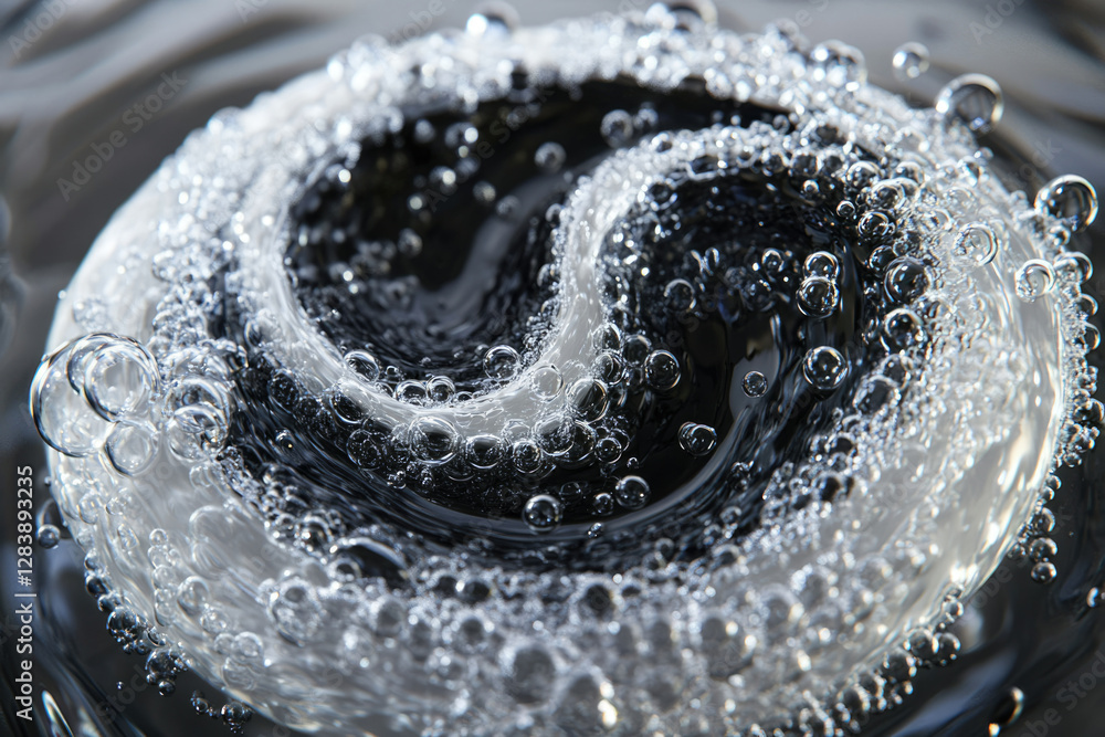 Poster A mesmerizing vortex of water bubbles swirls, creating a captivating yin-yang effect.