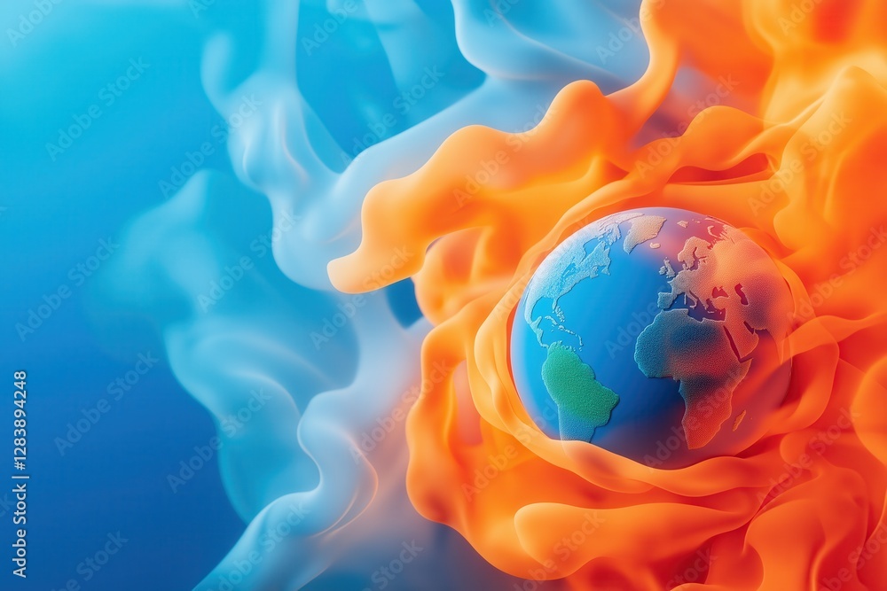 Aufkleber conceptual visualization of earth encased in a heat map with colorful swirls