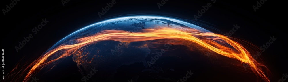 Aufkleber exaggerated heat map of earth with minimalist and digital visualization elements