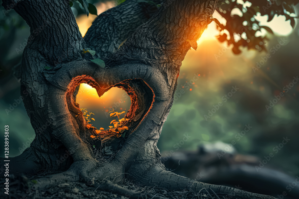 Poster tree with a heart carved out of it