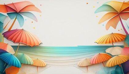 colorful umbrella border frame