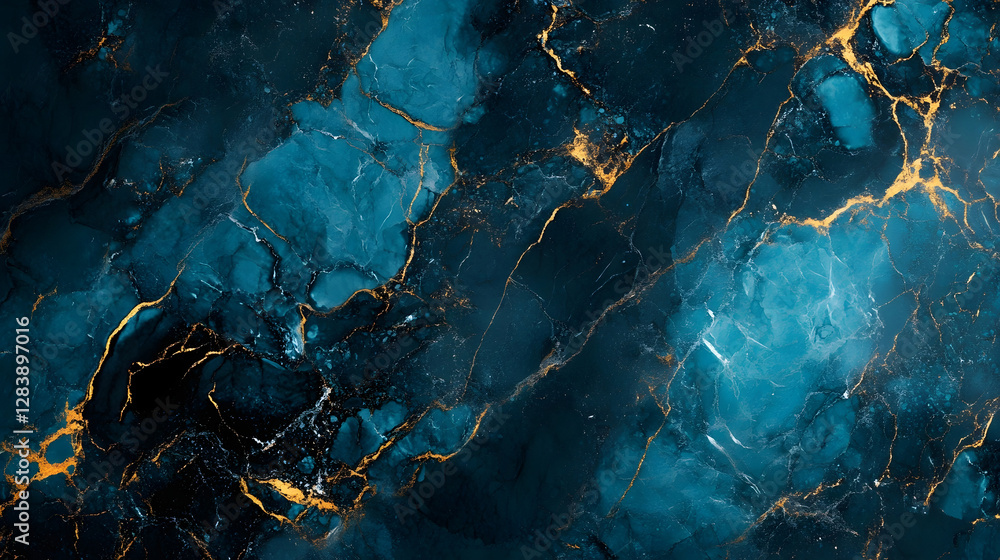 Aufkleber Exquisite marbled texture with captivating golden veins and abstract patterns that create a stunning luxurious and contemporary visual experience