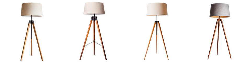 Minimalist Tripod Floor Lamp Lighting up Cozy Contemporary Interior Decor   Warm Glowing Illumination in Elegant Modern Home Office or Studio Setting